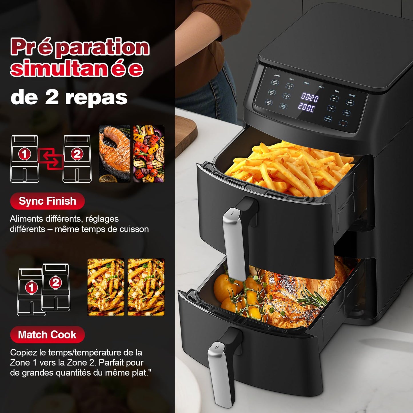 TopStrong Double Stack AF1102 – Air Fryer Vertical 11L 2500W Double Bac