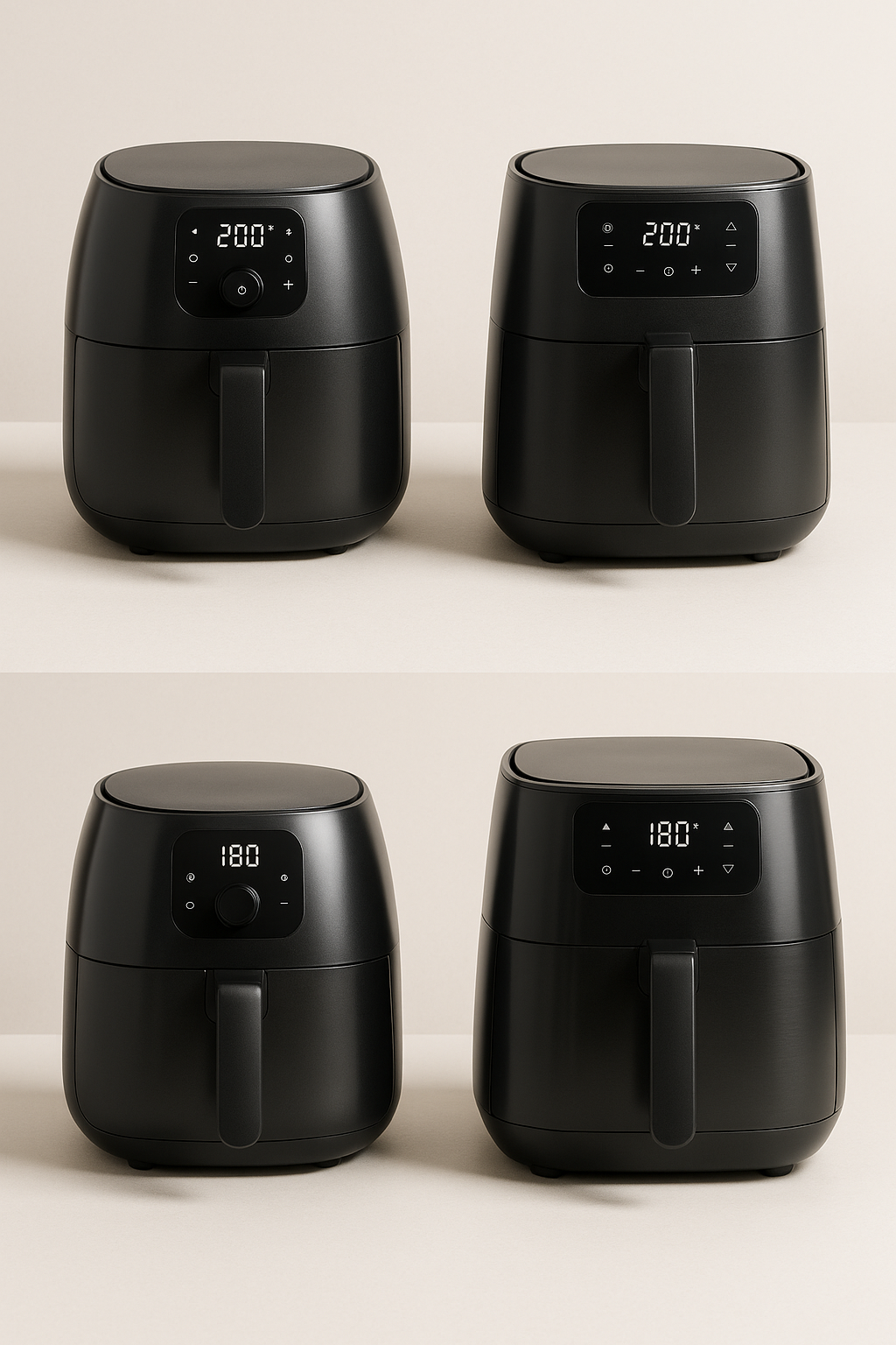 Sélection d’air fryers inspirés du design Philips, incluant des modèles compacts et XXL, illustrant la collection Air Fryer Philips d’Air Fryer Lab.