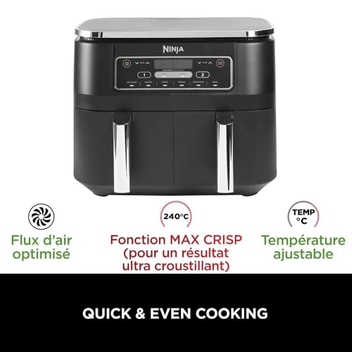 Ninja Air Fryer DualZone 7,6L – Friteuse Sans Huile 6-en-1 à Double Compartiment