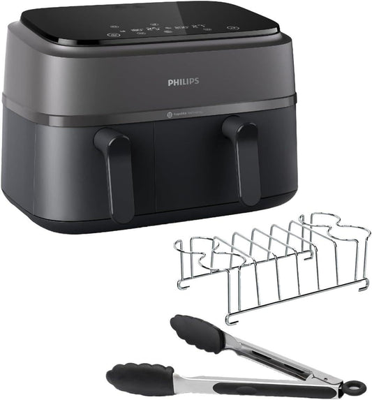 Philips Airfryer Série 3000 NA350/03 – Air Fryer 9L double panier avec kit petit-déjeuner