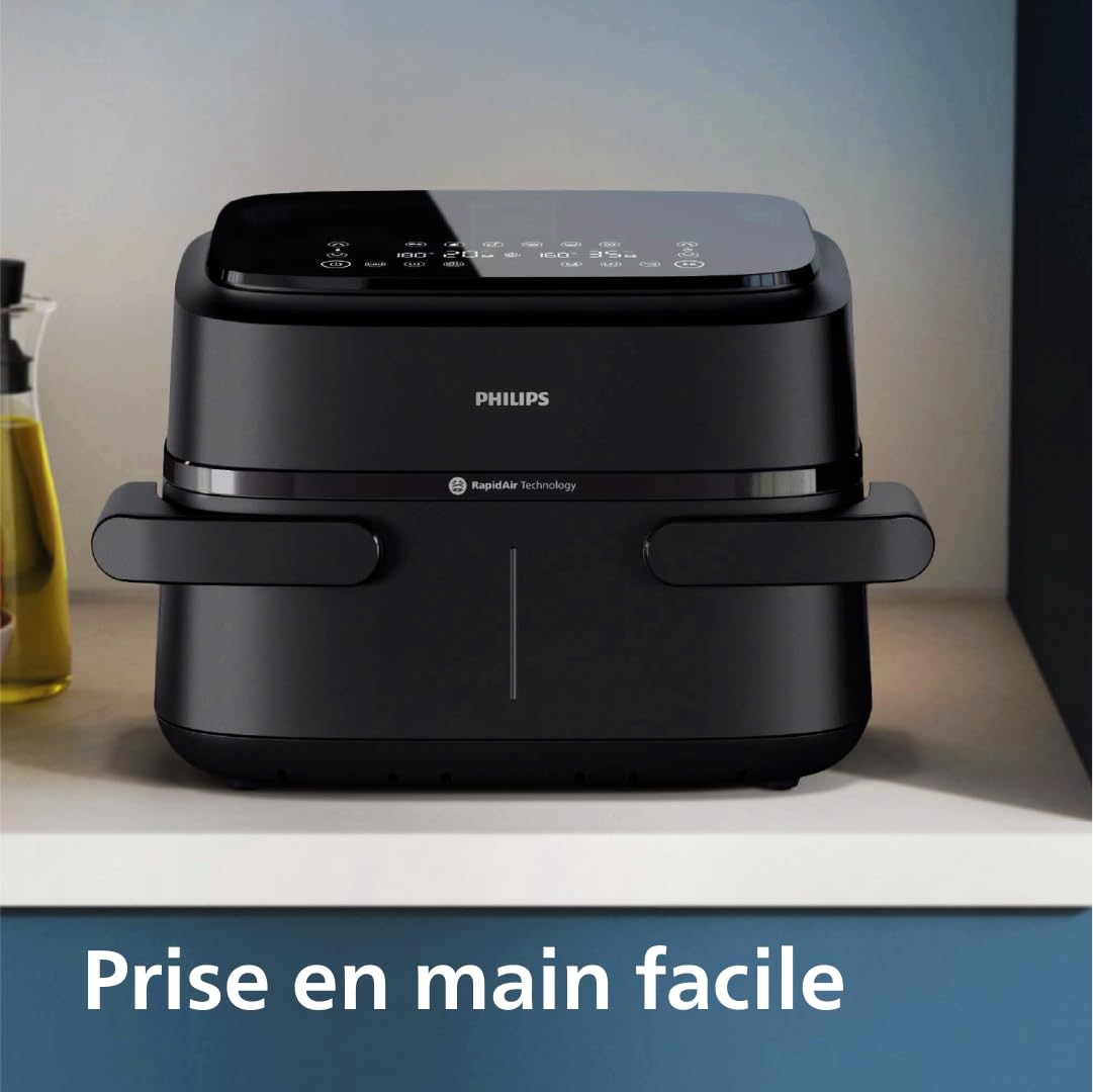 Philips Airfryer Série 1000 NA154/00 – Air Fryer 7,1L Double Panier Flexible RapidAir