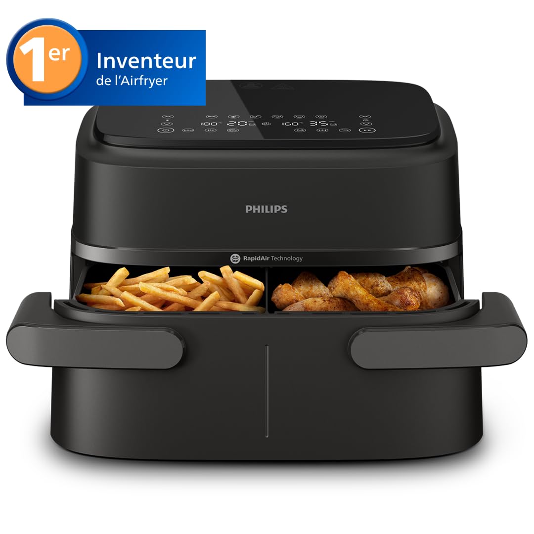 Philips Airfryer Série 1000 NA154/00 – Air Fryer 7,1L Double Panier Flexible RapidAir