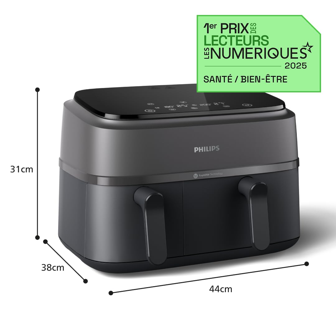 Philips Airfryer Série 3000 NA350/03 – Air Fryer Double Panier 9L + Kit Petit-Déjeuner