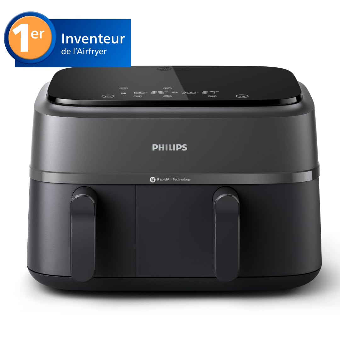 Philips Airfryer Série 3000 NA350/03 – Air Fryer Double Panier 9L + Kit Petit-Déjeuner