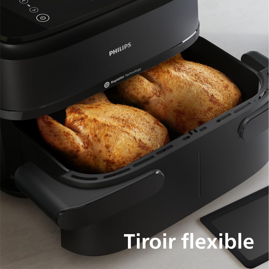 Philips Airfryer Série 1000 NA154/00 – Air Fryer 7,1L Double Panier Flexible RapidAir