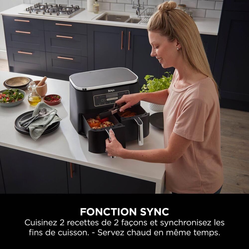 Ninja Air Fryer DualZone 7,6L – Friteuse Sans Huile 6-en-1 à Double Compartiment