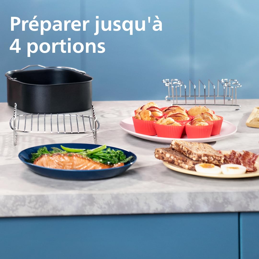 Philips Airfryer Série 3000 NA350/03 – Air Fryer Double Panier 9L + Kit Petit-Déjeuner