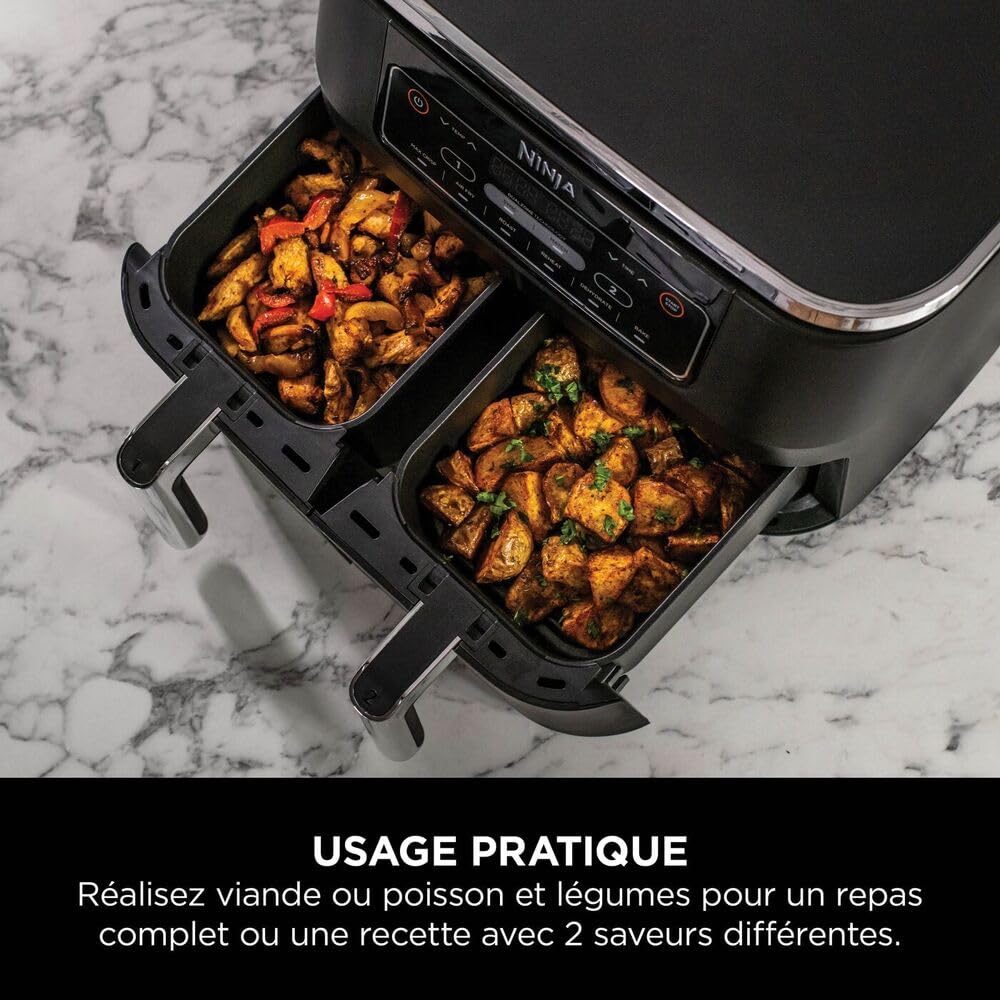 Ninja Air Fryer DualZone 7,6L – Friteuse Sans Huile 6-en-1 à Double Compartiment