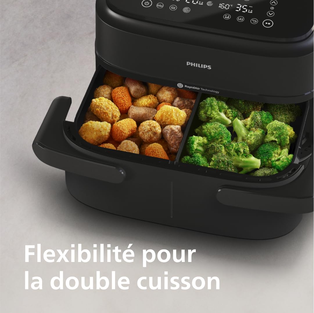 Philips Airfryer Série 1000 NA154/00 – Air Fryer 7,1L Double Panier Flexible RapidAir