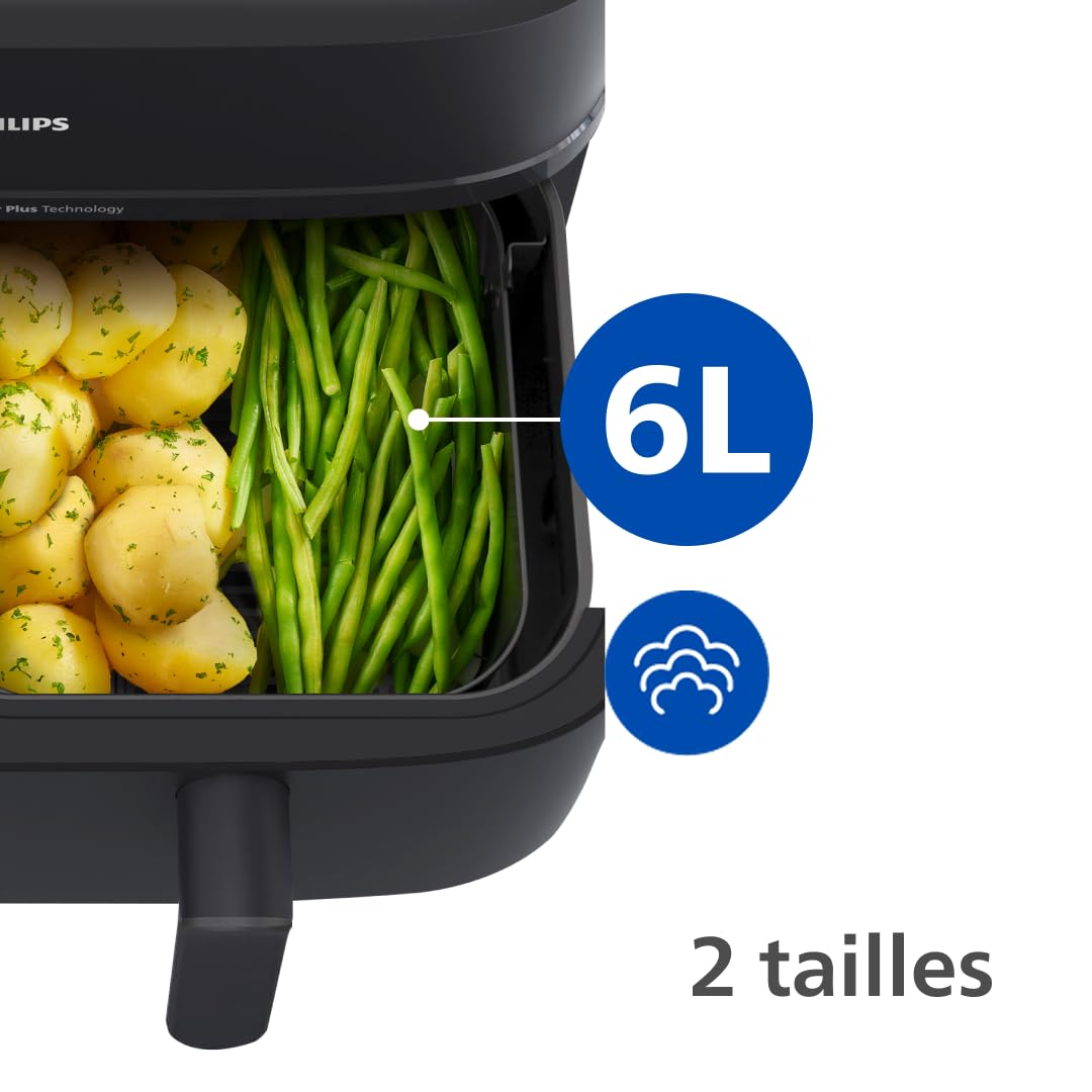 Philips Airfryer Série 5000 NA550/00 – Air Fryer Double Panier 9L AirSteam & RapidAir (19 Modes)