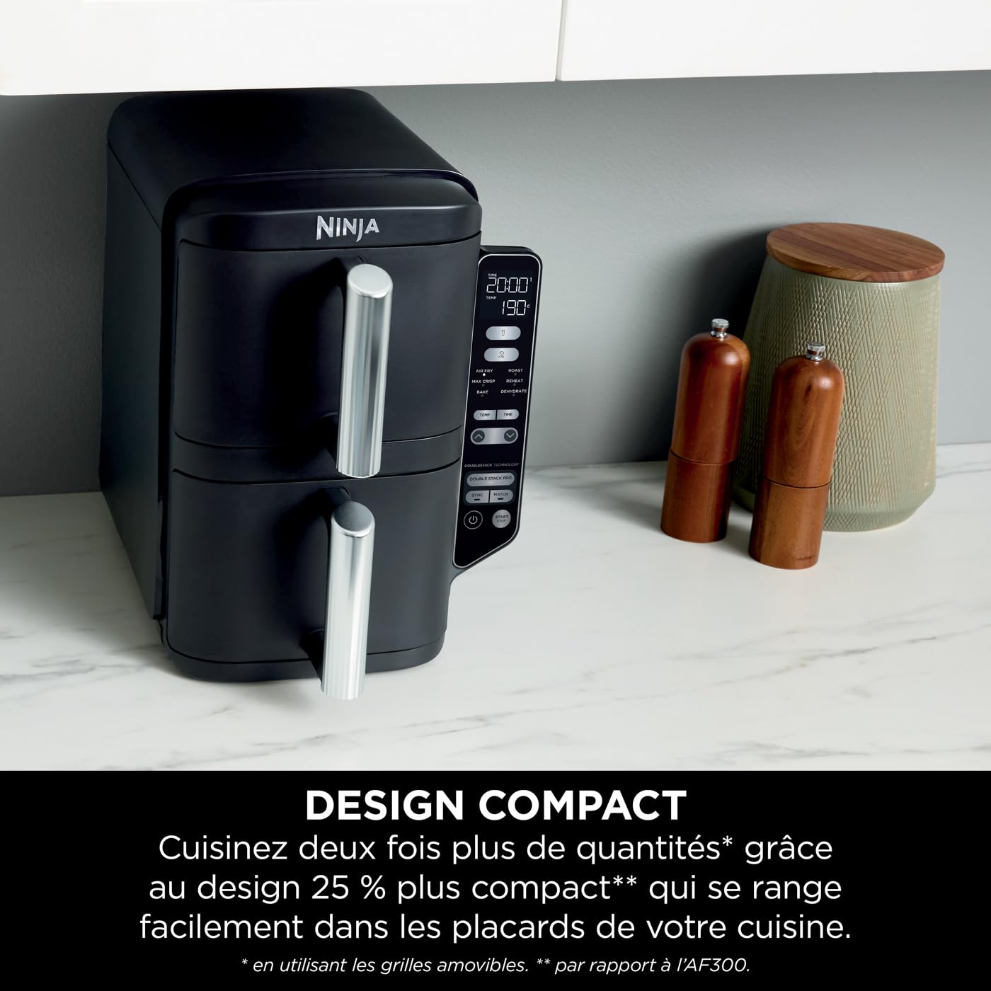 Ninja Double Stack Air Fryer 7,6L – Friteuse Sans Huile Double Tiroir Gris