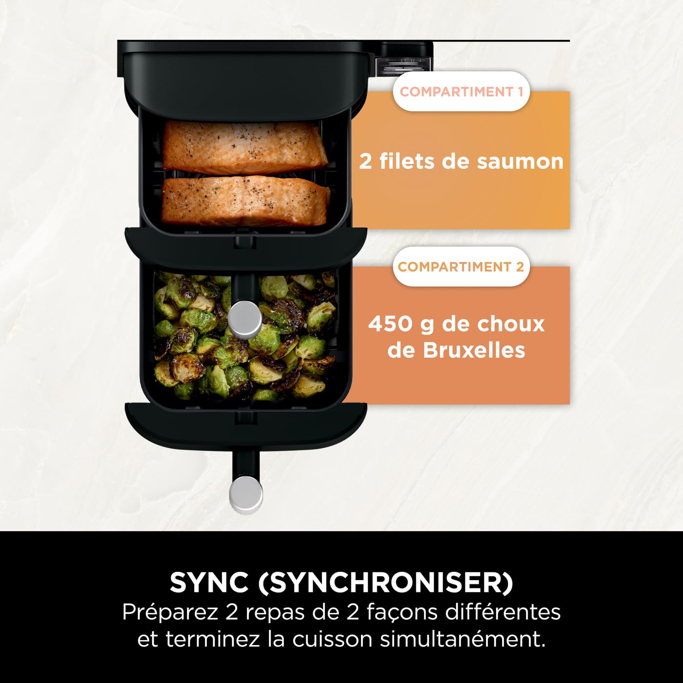 Ninja Double Stack Air Fryer 7,6L – Friteuse Sans Huile Double Tiroir Gris