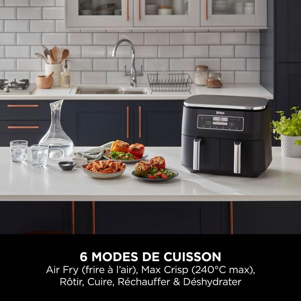 Ninja Air Fryer DualZone 7,6L – Friteuse Sans Huile 6-en-1 à Double Compartiment