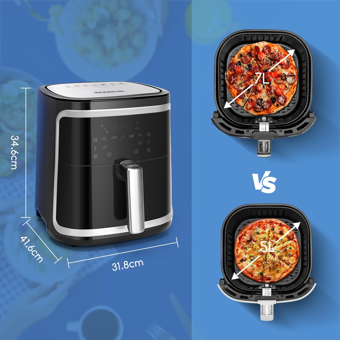 Aigostar Cube – Air Fryer 7L 1900W XXL avec 7 Programmes & Maintien au Chaud