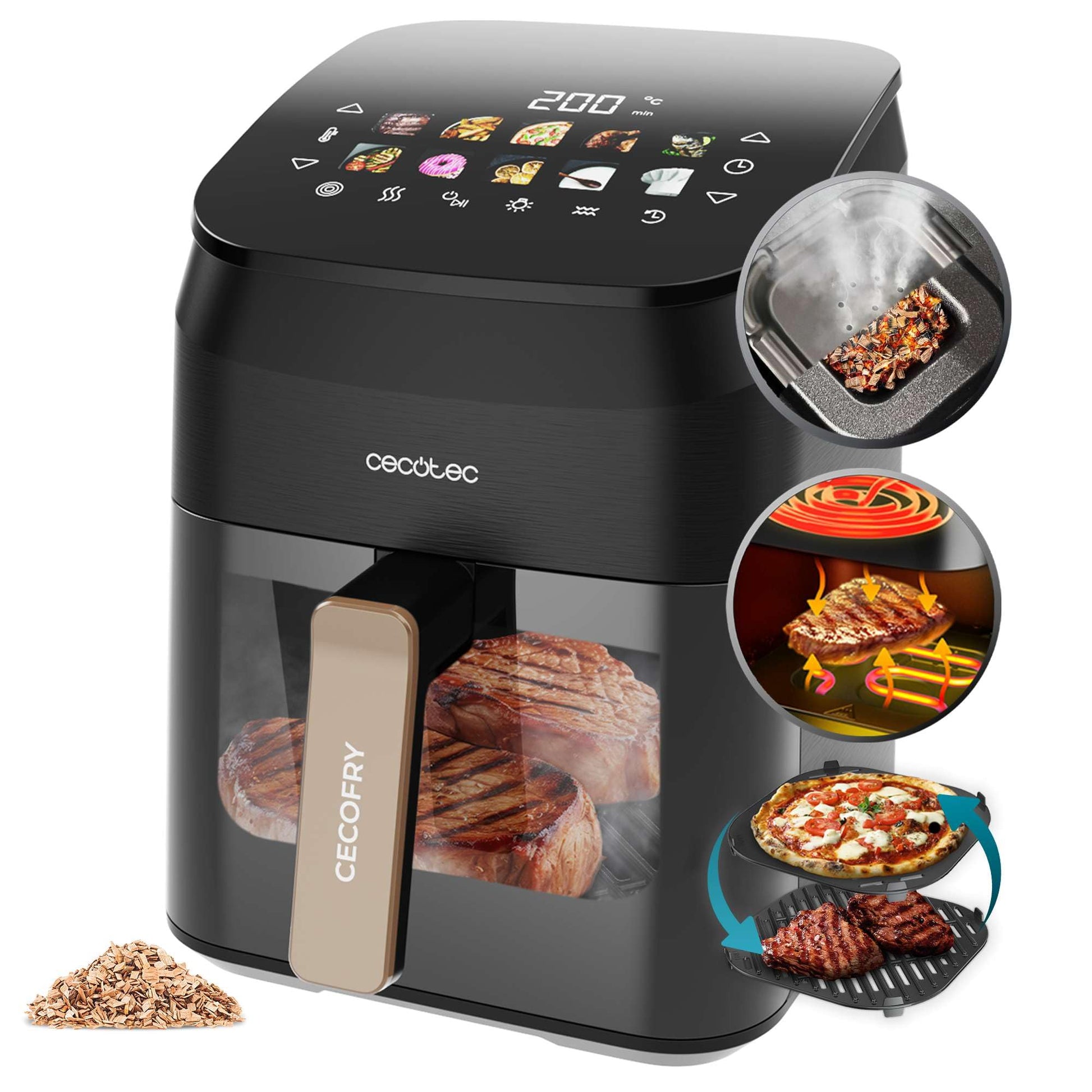 Air Fryer Cecotec Smokin’ 4500 – friteuse sans huile 4,5L 1900W avec grill et fumoir