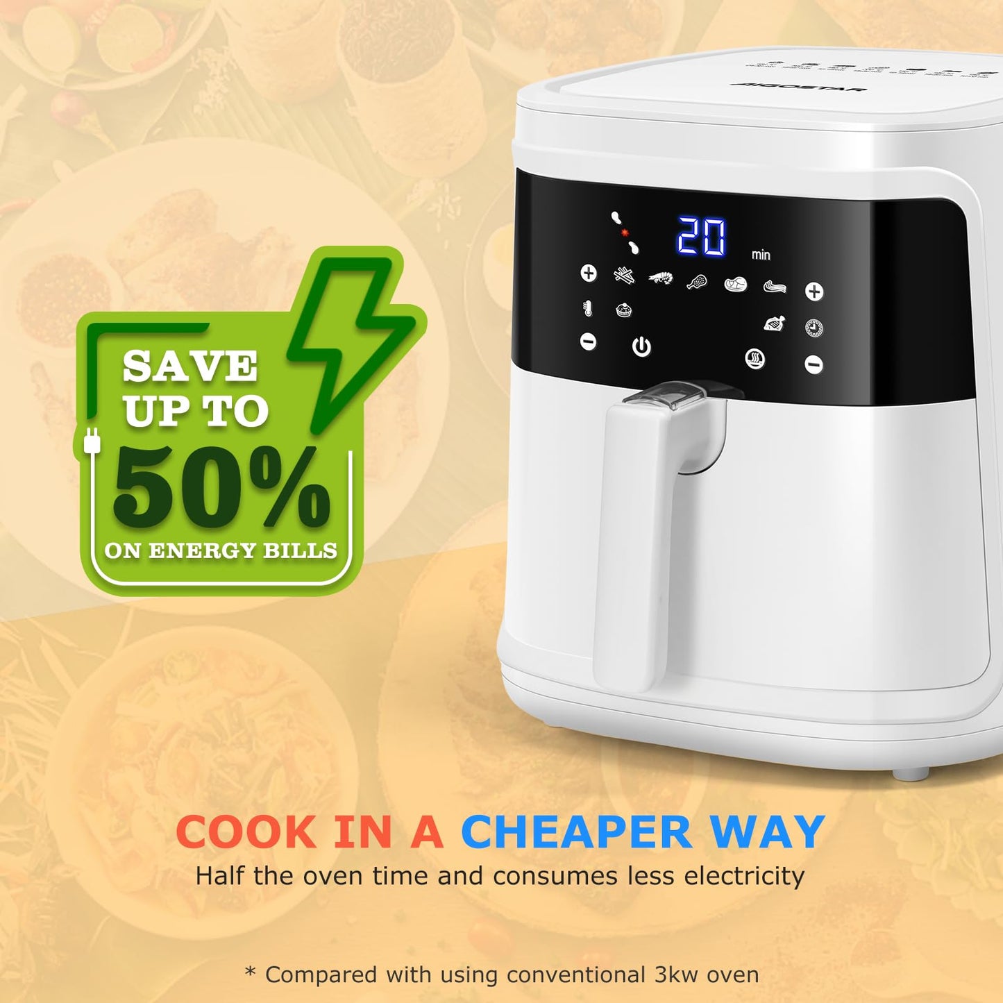 Aigostar White Cube – Air Fryer 7L 1900W Blanc, 7 Programmes & Livre de 20 Recettes