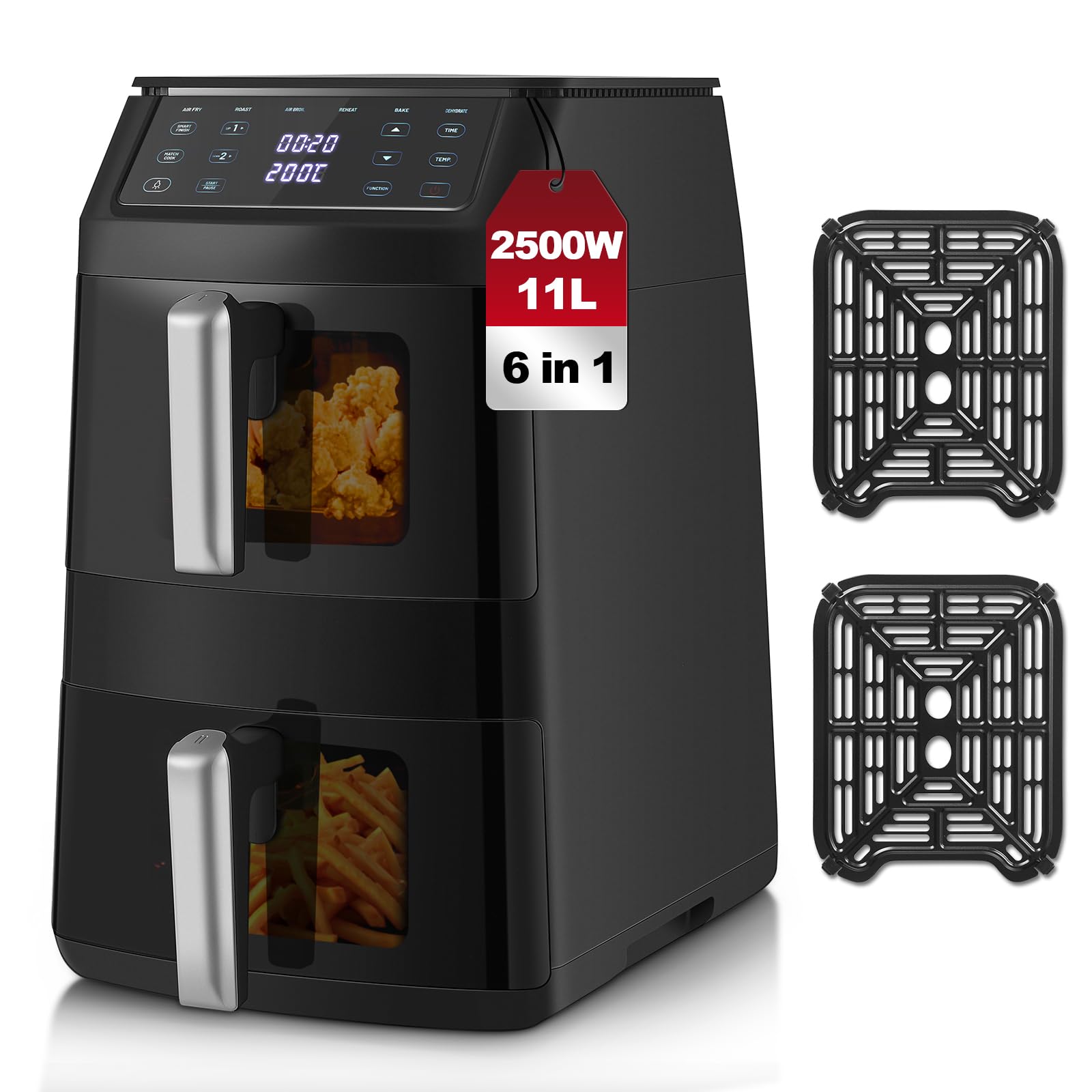 Air Fryer TopStrong 11L – friteuse verticale 2500W avec double tiroir et fenêtres
