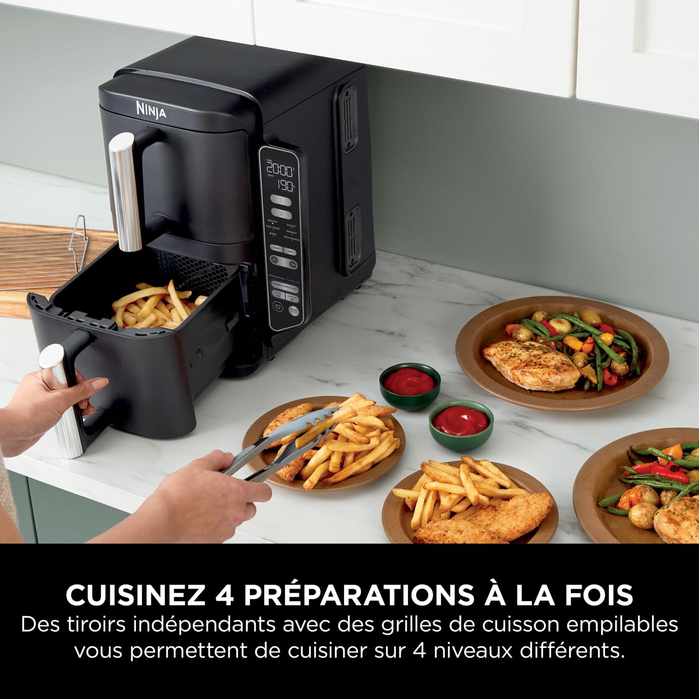 Ninja Double Stack Air Fryer 7,6L – Friteuse Sans Huile Double Tiroir Gris
