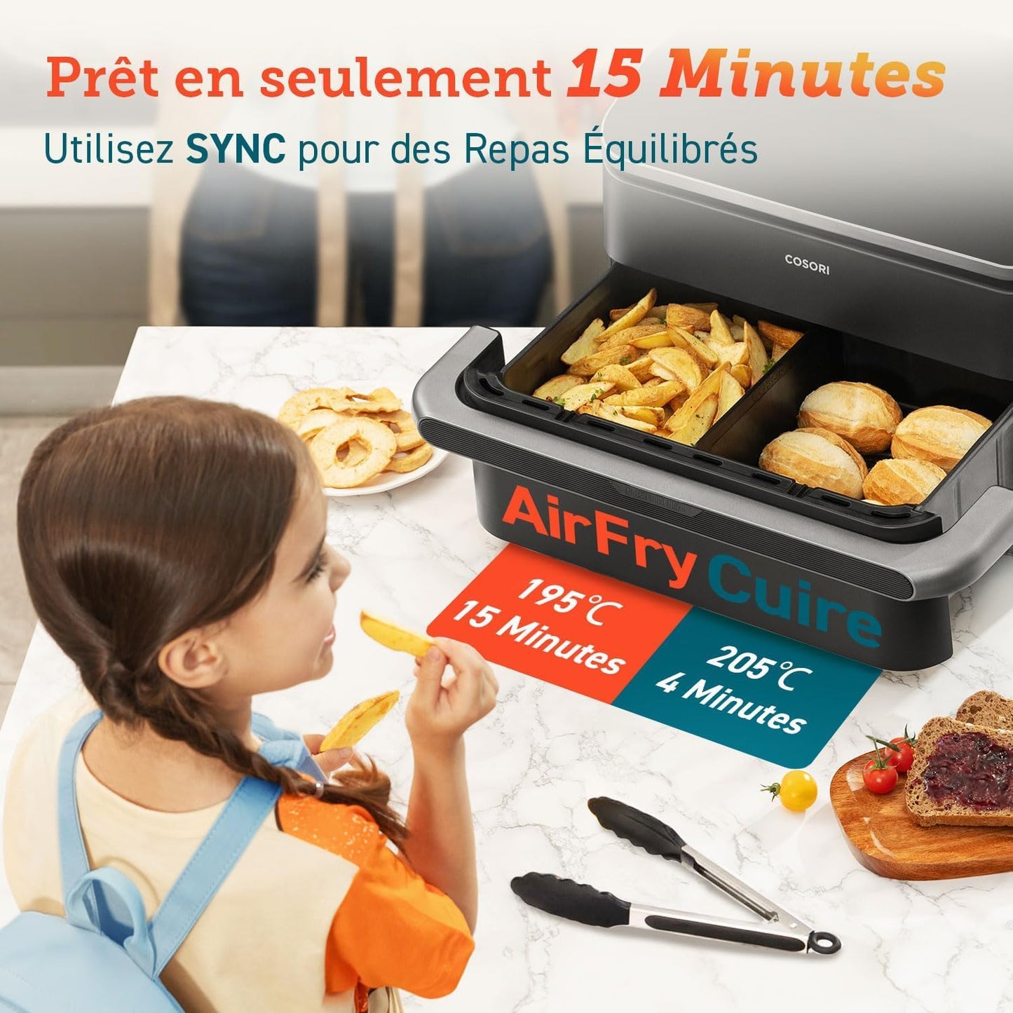 Cosori TwinFry Air Fryer 10L – Double Zone, Double Résistance, Friteuse Sans Huile Connectée