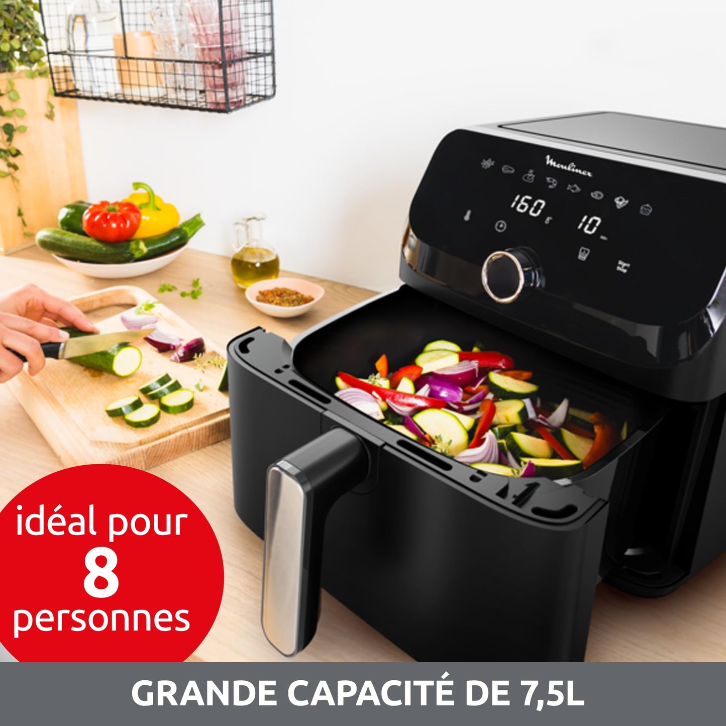 Moulinex Easy Fry Mega EZ8558F0 – Air Fryer Compact 7,5L pour Jusqu’à 8 Personnes