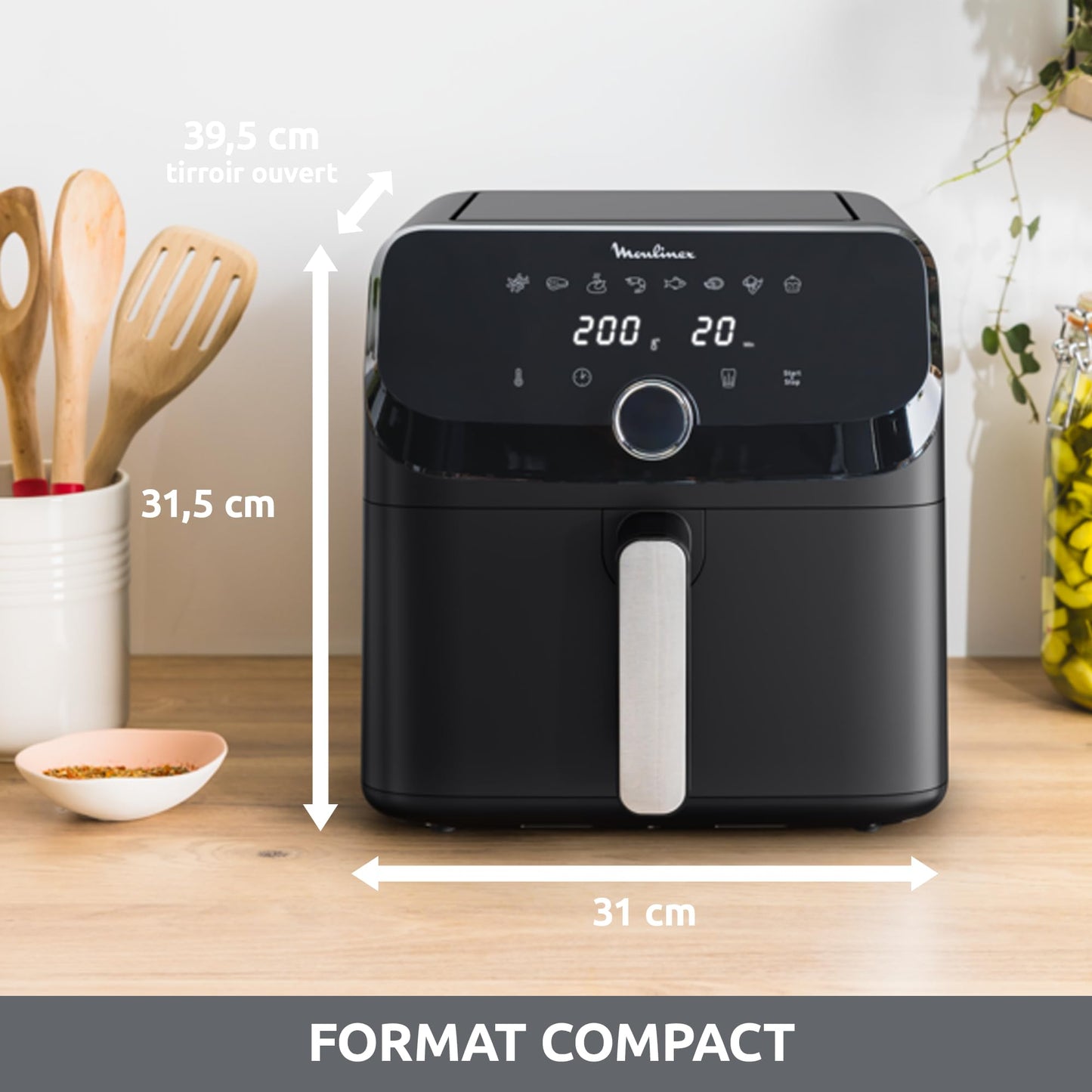 Moulinex Easy Fry Mega EZ8558F0 – Air Fryer Compact 7,5L pour Jusqu’à 8 Personnes