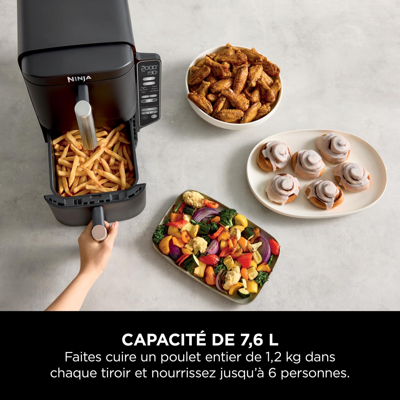 Ninja Double Stack Air Fryer 7,6L – Friteuse Sans Huile Double Tiroir Gris