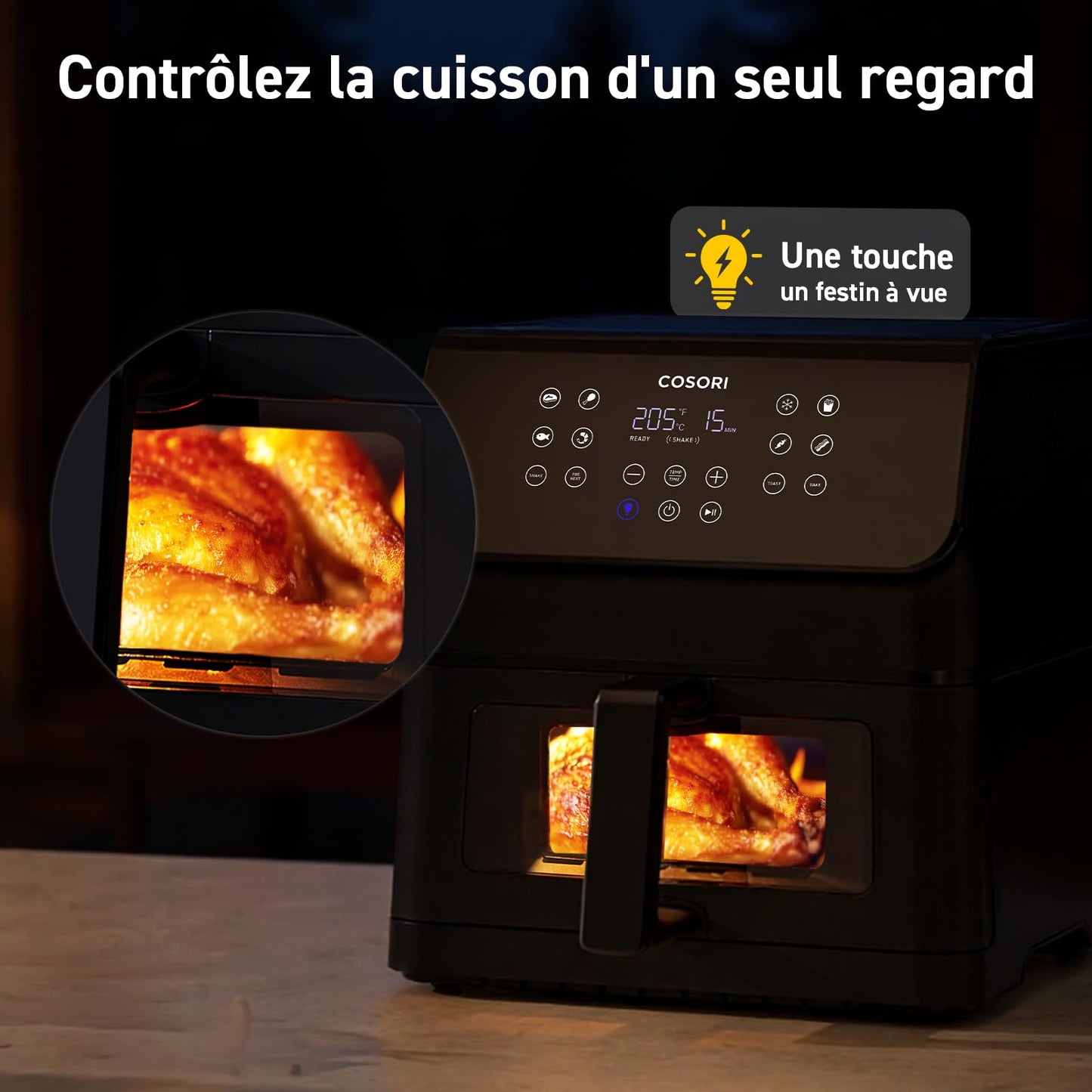 Cosori Air Fryer 6,2L – Friteuse sans Huile avec Fenêtre & 12 Programmes