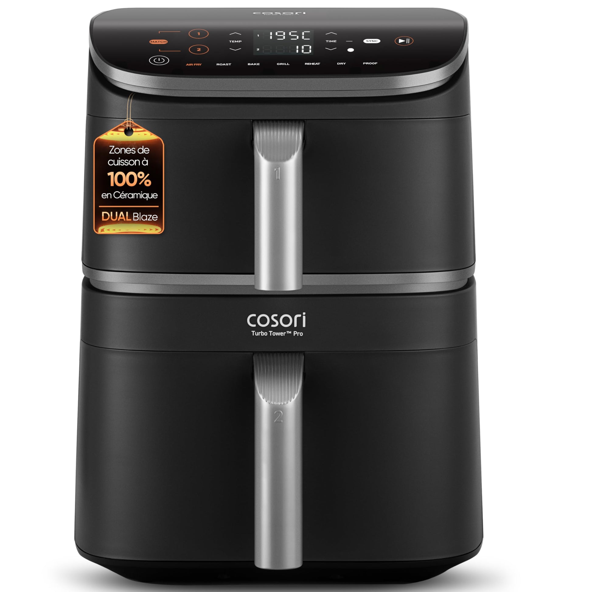 Cosori Turbo Tower Pro 10.8L – Air Fryer double stack céramique noir