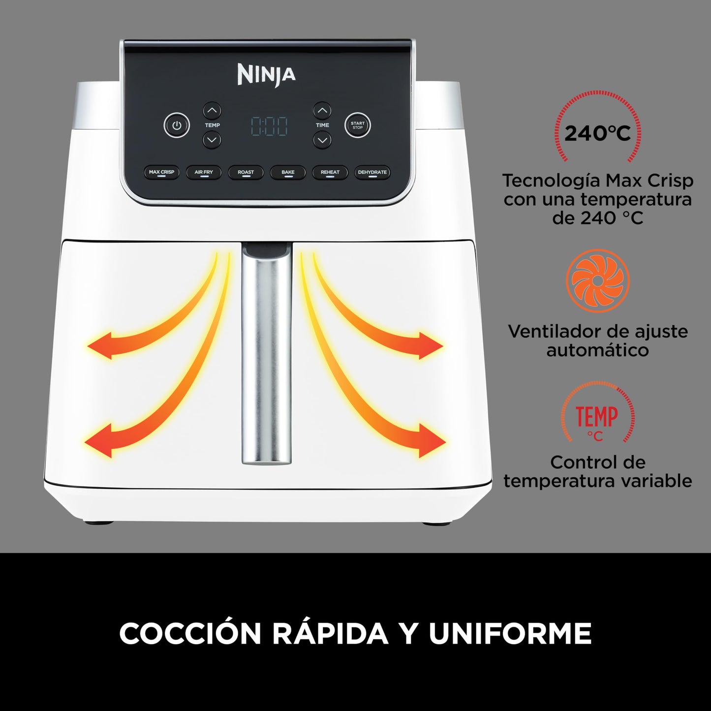 Ninja Air Fryer MAX PRO 6,2L – Friteuse Sans Huile Familiale Blanc