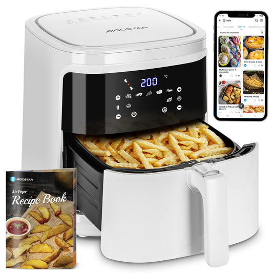 Aigostar White Cube Air Fryer 7L 1900W blanc avec 7 programmes et livre de recettes