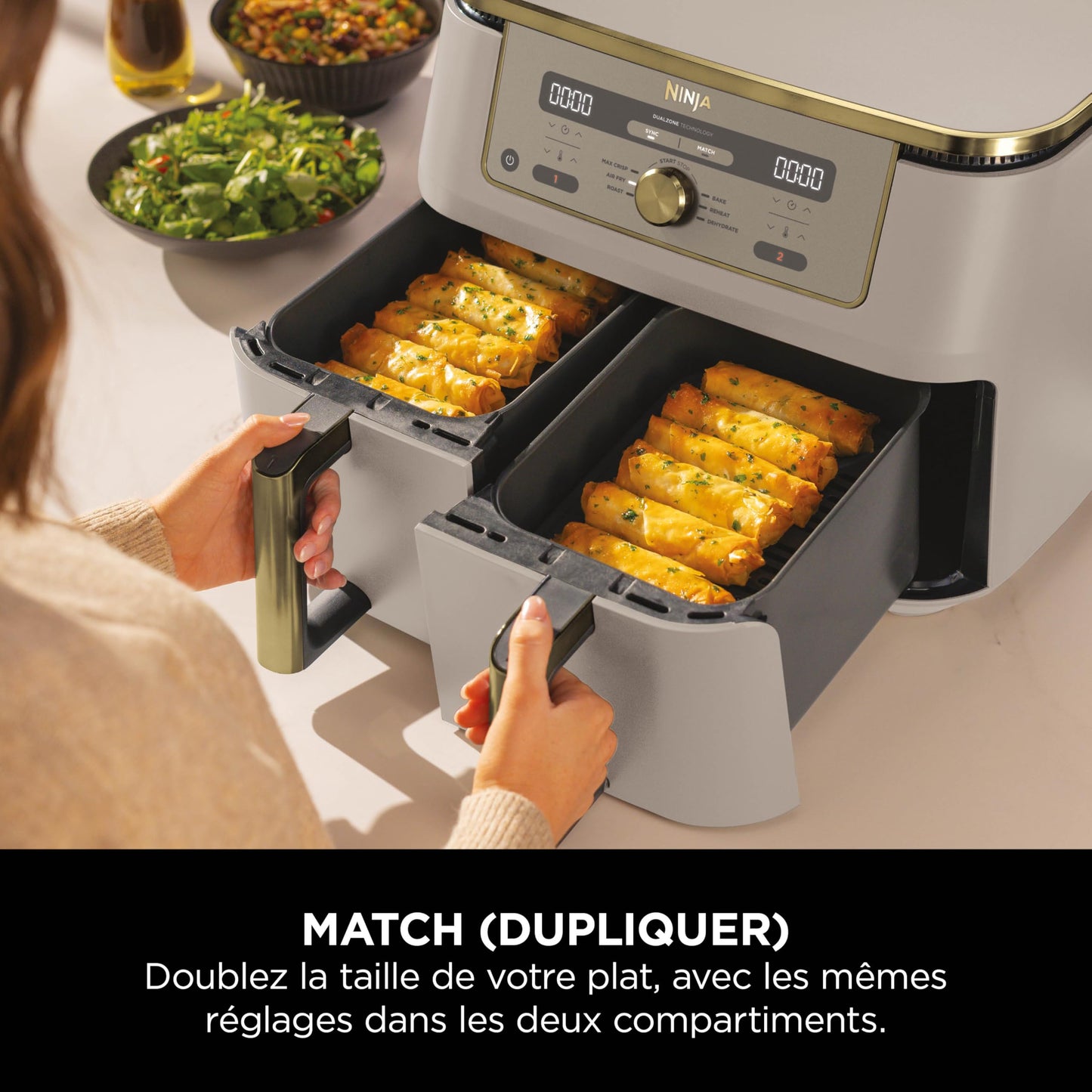 Ninja Dual Zone Max Air Fryer 9,5L – Friteuse Sans Huile Double Compartiment 6-en-1
