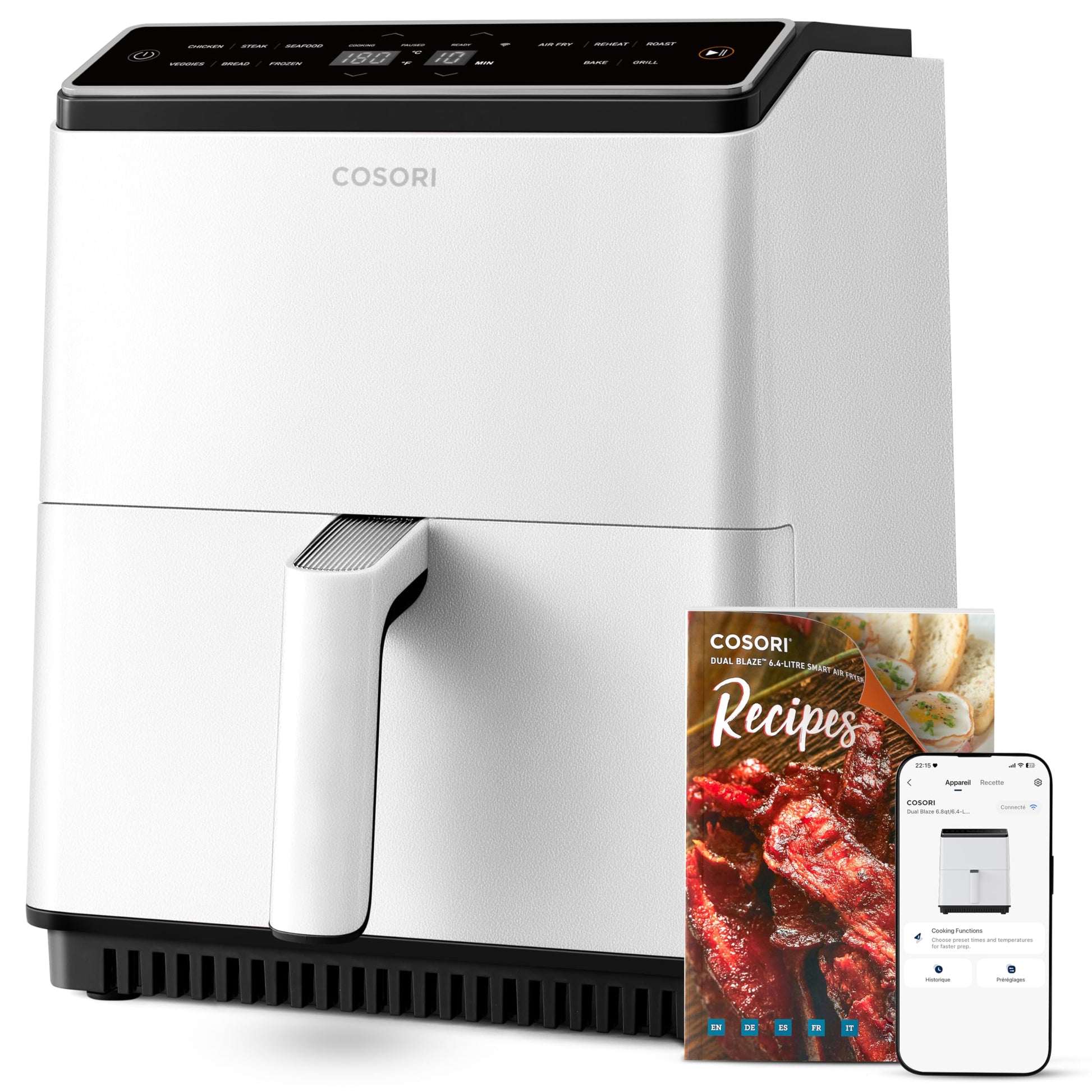Air Fryer Cosori Dual Blaze 6.4L blanc – friteuse sans huile grande capacité