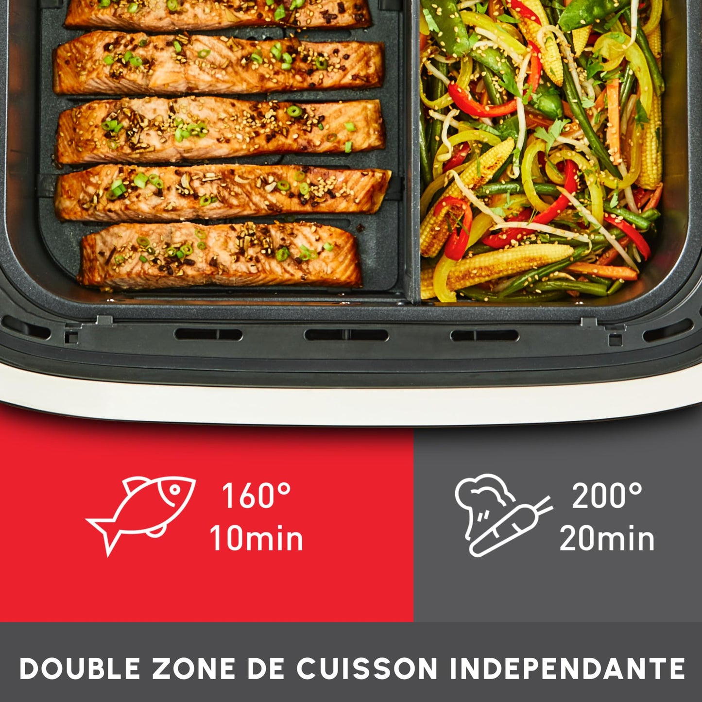 Moulinex Easy Fry Dual Flex – Air Fryer Double Zone 9L avec Séparateur Amovible
