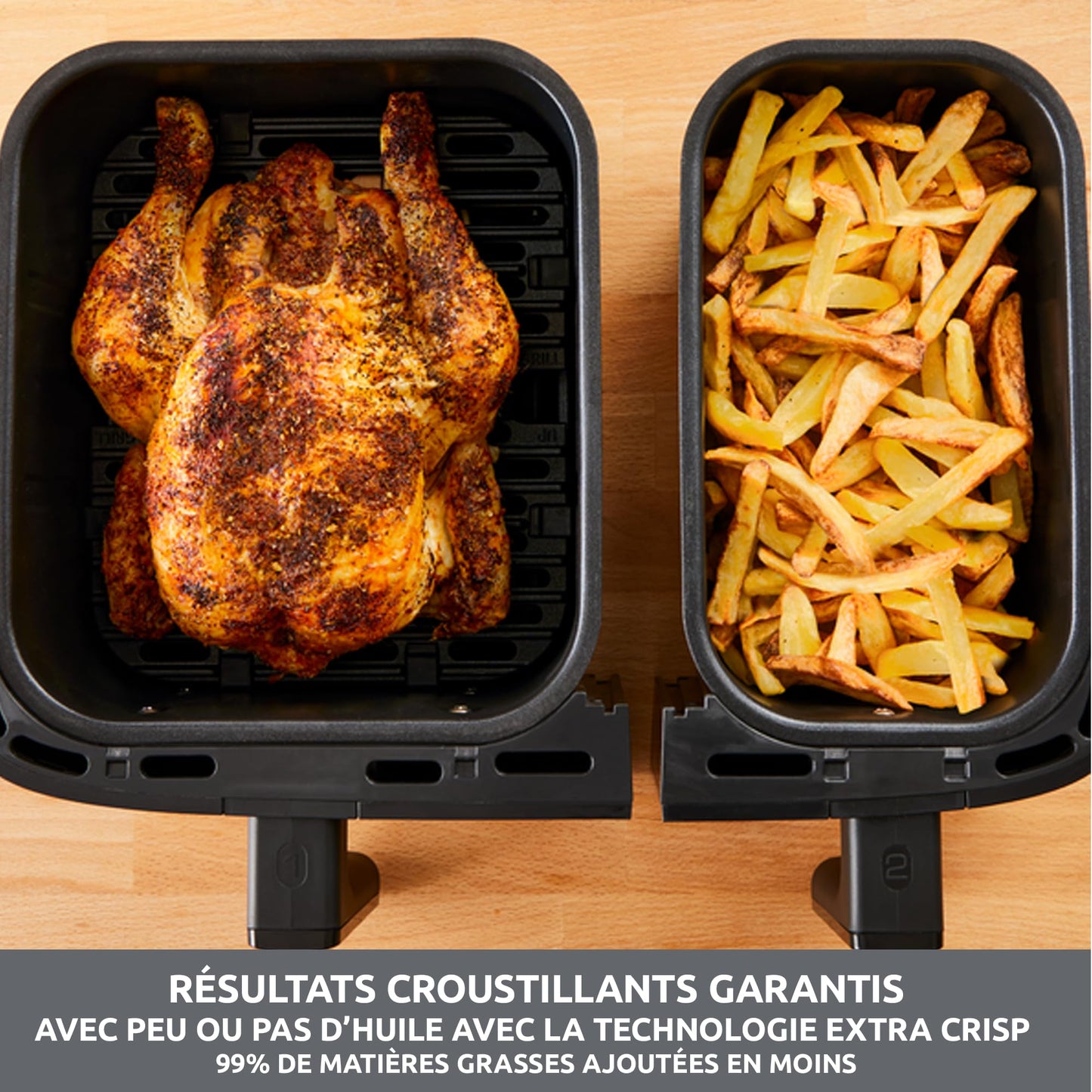 Moulinex Easy Fry Essential Inox EZ901820 – Air Fryer Double Tiroir 8,3L pour Repas Complets