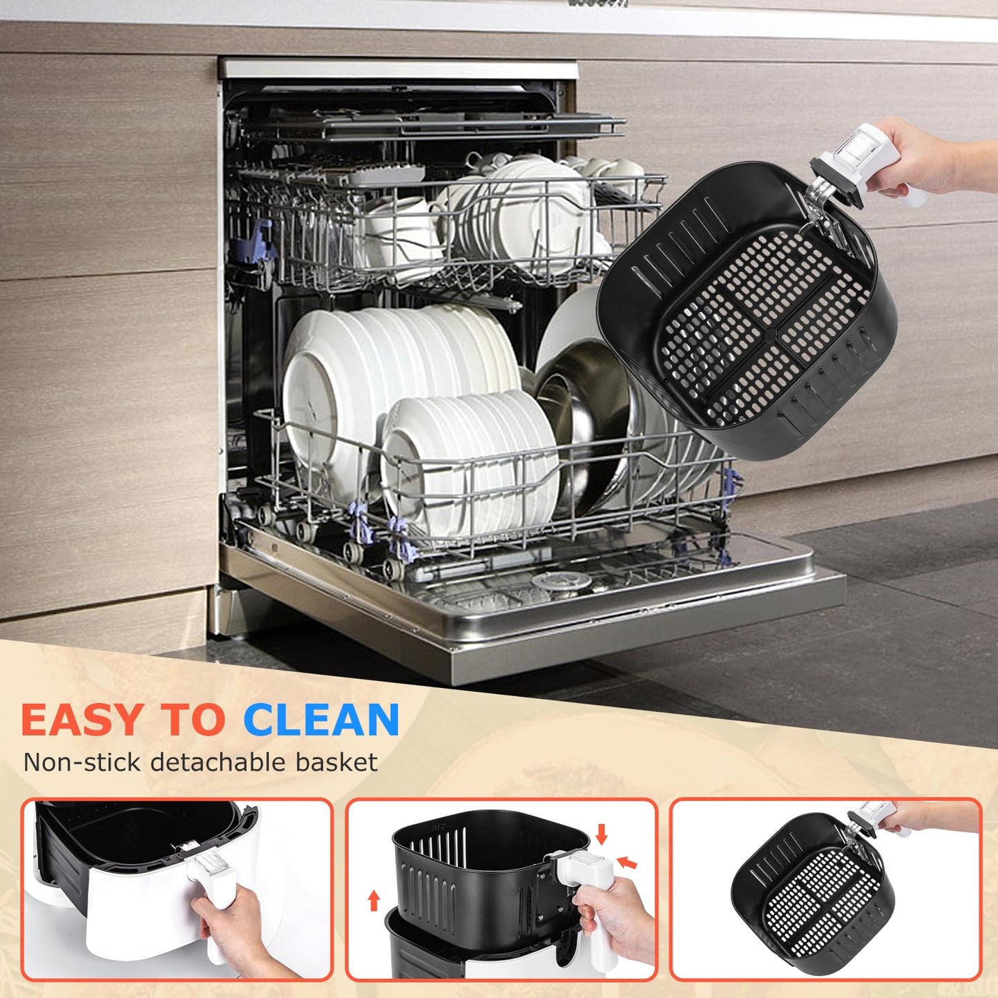 Aigostar White Cube – Air Fryer 7L 1900W Blanc, 7 Programmes & Livre de 20 Recettes