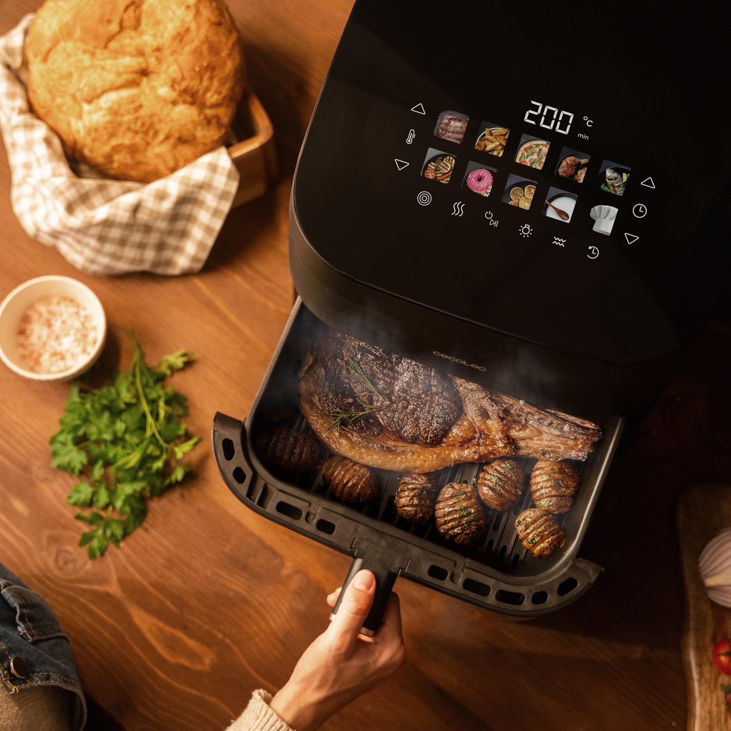 Cecotec Cecofry & Grill Smokin’ 4500 – Air Fryer 4,5L 1900W avec Grill & Fumoir