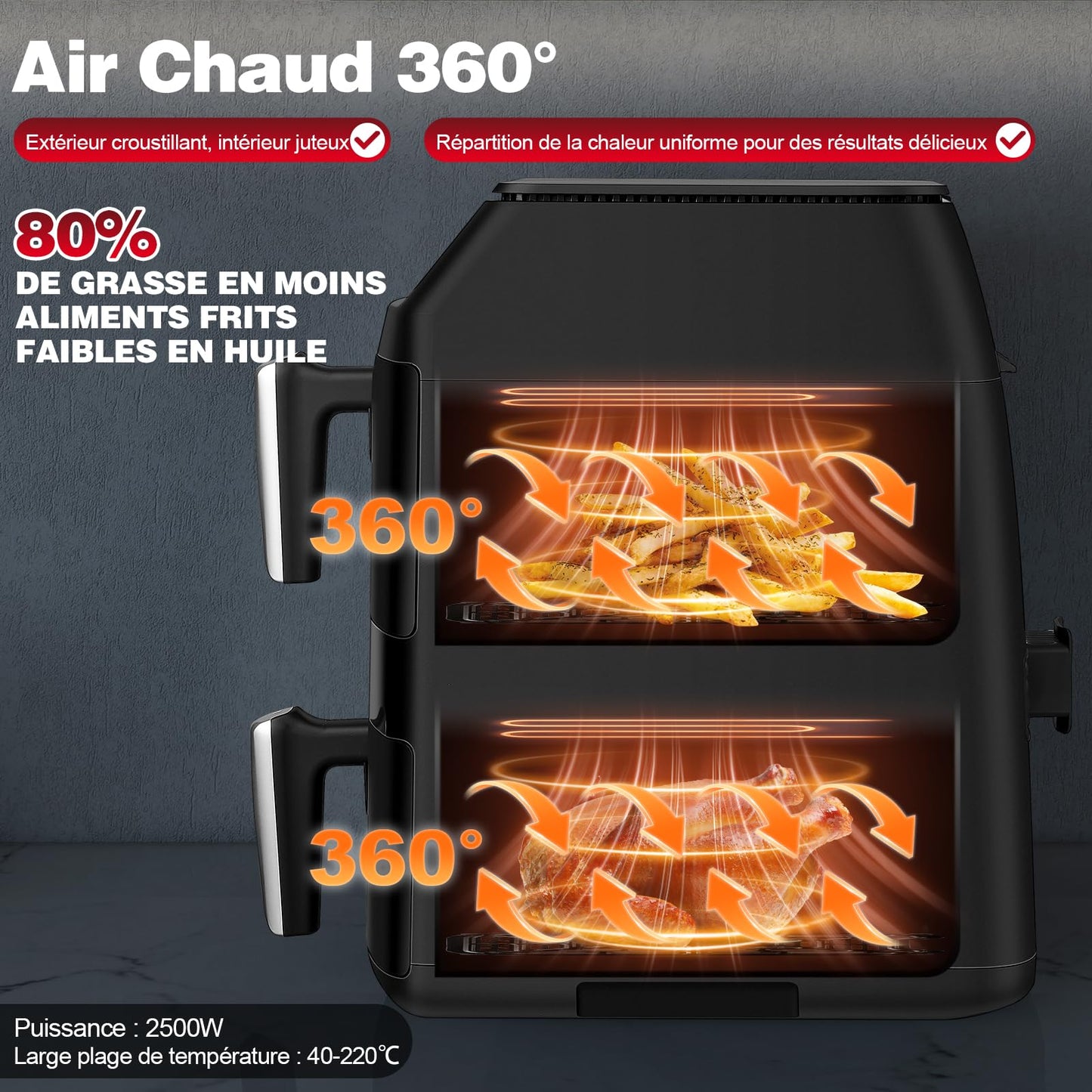TopStrong Double Stack AF1102 – Air Fryer Vertical 11L 2500W Double Bac
