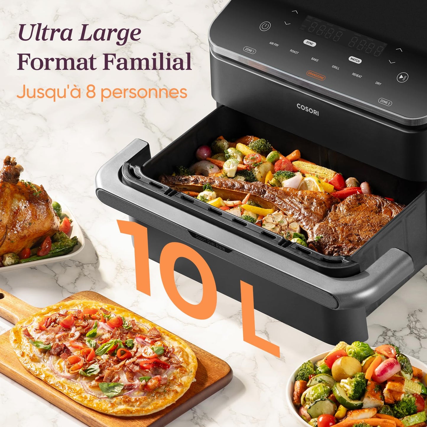 Cosori TwinFry Air Fryer 10L – Double Zone, Double Résistance, Friteuse Sans Huile Connectée