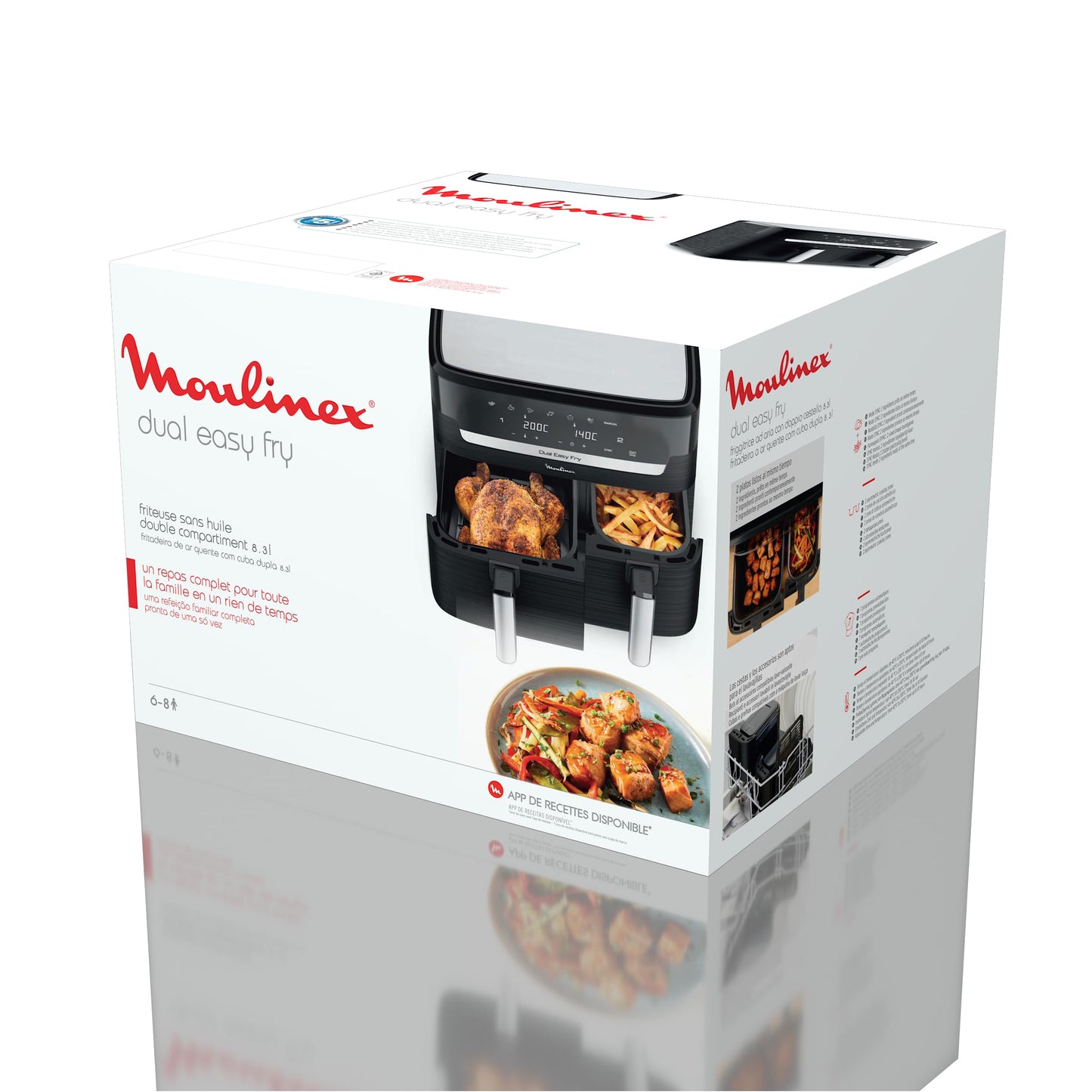 Moulinex Easy Fry Essential Inox EZ901820 – Air Fryer Double Tiroir 8,3L pour Repas Complets