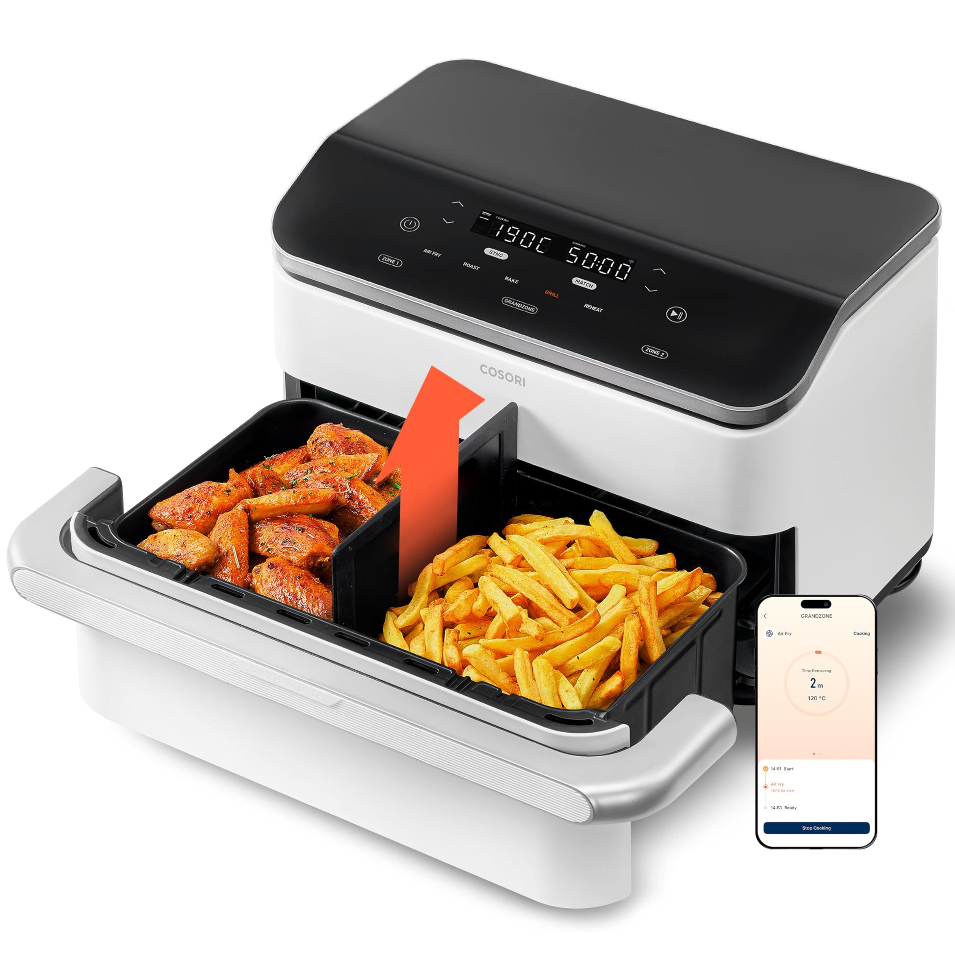 Cosori TwinFry 10L blanc – air fryer double zone grande capacité