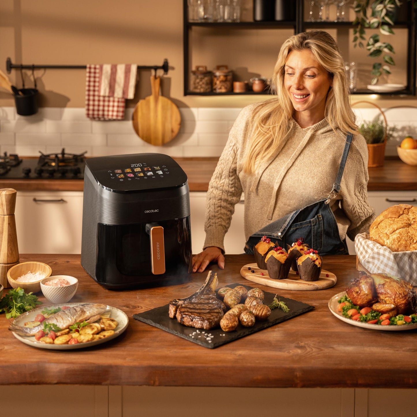 Cecotec Cecofry & Grill Smokin’ 6500 – Air Fryer 6,5L 2200W 3-en-1 Grill & Fumoir